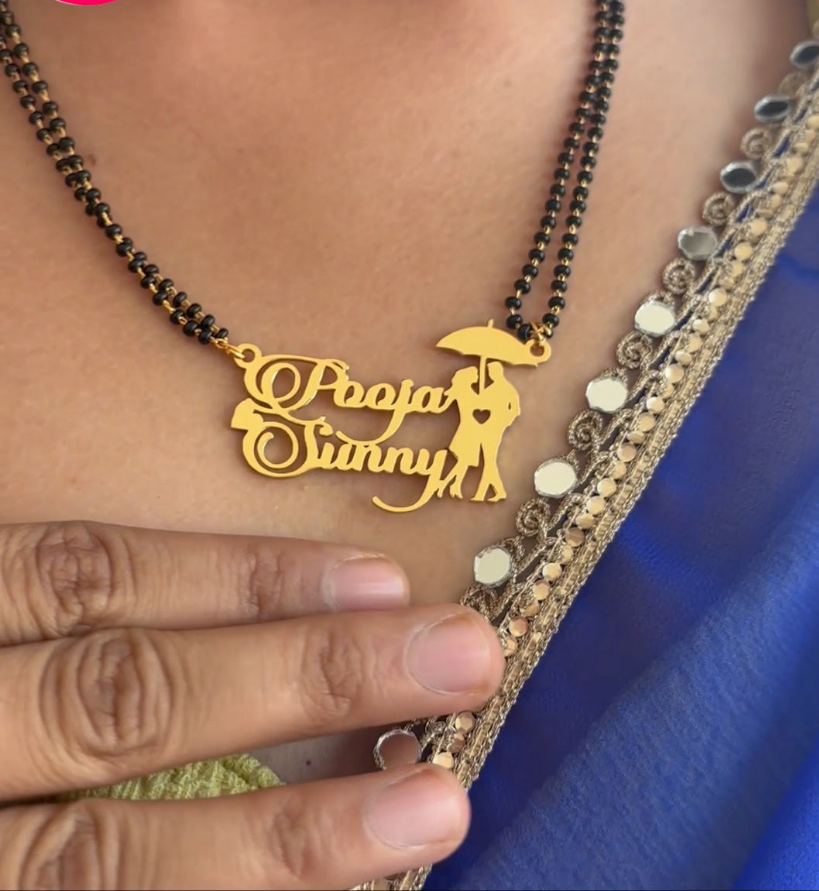 Umbrella Couple Name Necklace