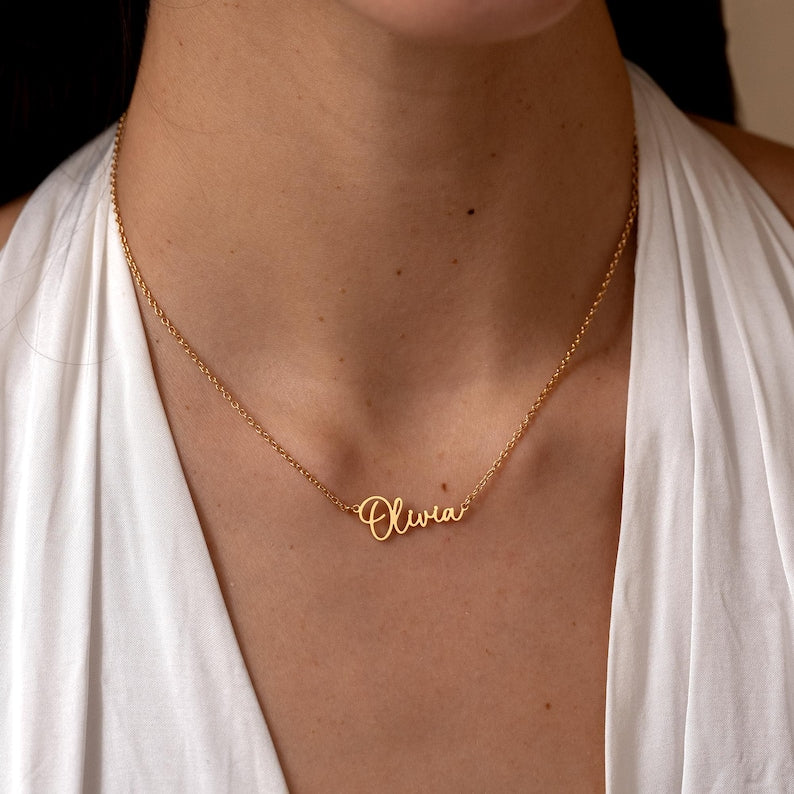 Custom 18K Gold Name Necklace, Personalized Name Necklaces, Silver Necklace with Name, Bridesmaid Gifts, Mother's Day Gift, Gift for Her